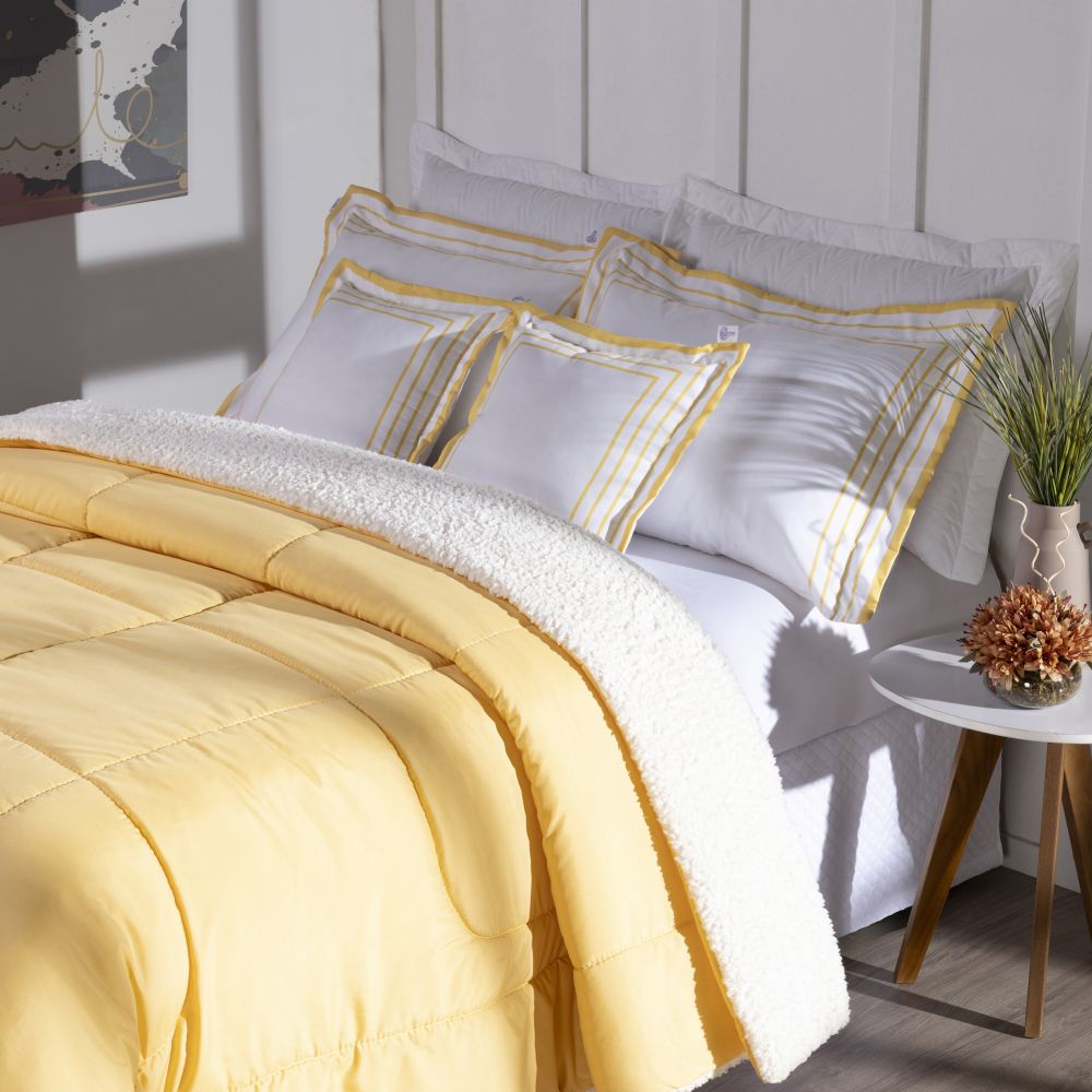 Kit Coberdrom Soft 05 Peças King cor:Amarelo